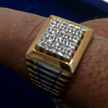 Gold Gents Vertical Diamond Ring Yellow by Shri Datta Jewel