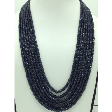 Natural blue sapphires round faceted 7 layers necklace jsb0140