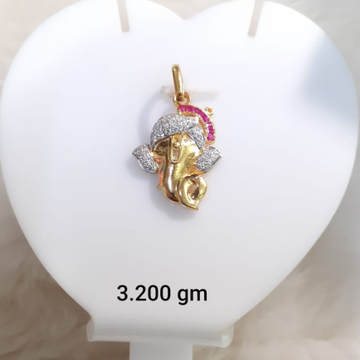 916 Gold CZ Ganesh Design Pendant KG-P09 by 