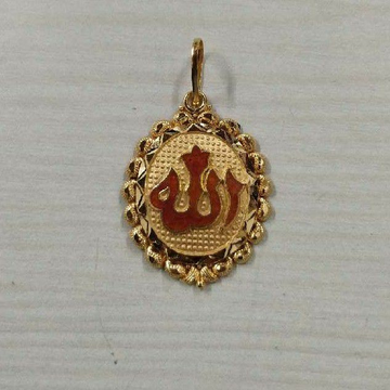 916 Gold Meenakari Allah Pendant
