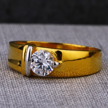 22 carat gold classical single stone gents rings r...