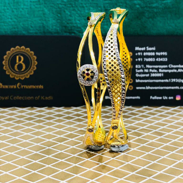 22KT/916 FLORAL DESIGN GOLD COPPER KADLI BANGLE by 