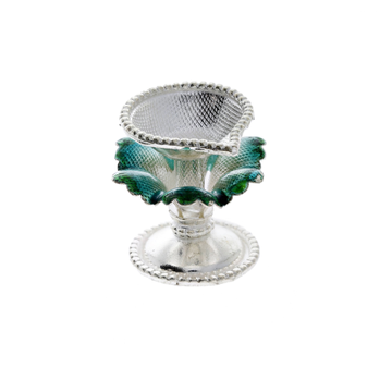 Standing Floral Fancy Small Silver Deepam