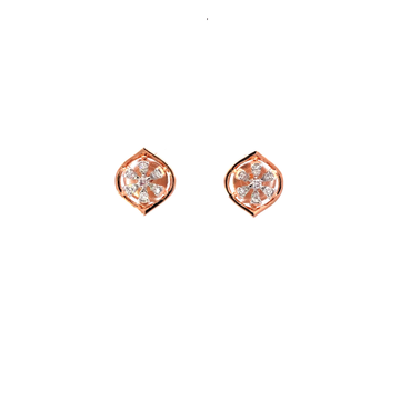 18kt almond shape diamond rosegold earrings