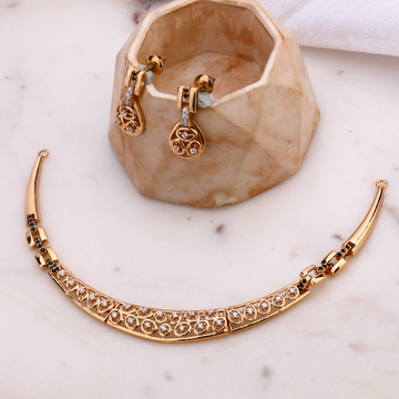 22K Gold CZ Elegant Necklace Set For Women  by 