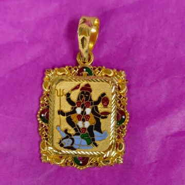 916 gold fancy mahakali ma mina pendant by Saurabh Aricutting
