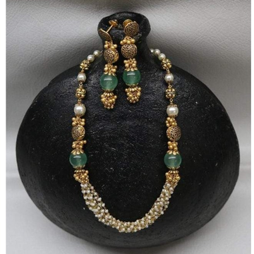 22KT Gold antique Green Beads Moti Mala BJ-M002 by 