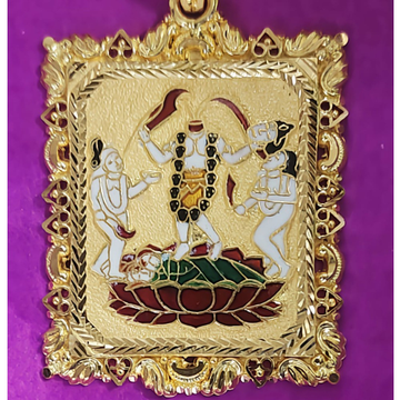 Gold Jogni Ma Meenakari Pendant by Saurabh Aricutting