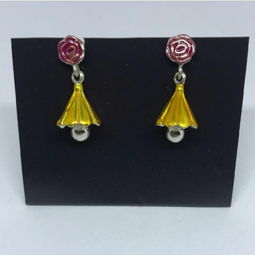 925 silver Rose enamel zumki earrings by Veer Jewels