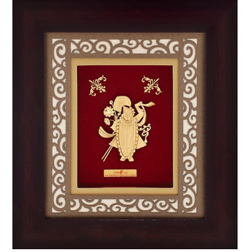 Shreenathji  carving frame in 24k gold mga-age0238