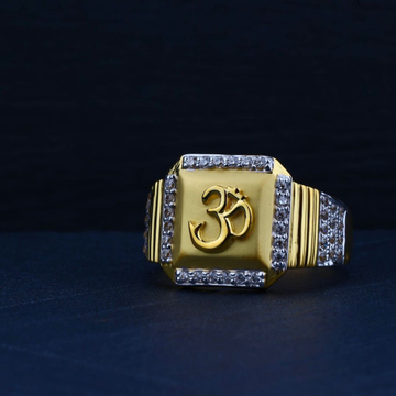 916 Gold CZ Om Design Ring For Men by R.B. Ornament