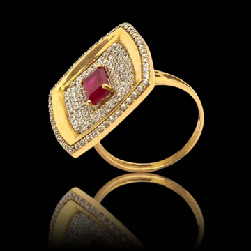 916 Gold Hallmark Pink Stone Ring by S B ZAWERI