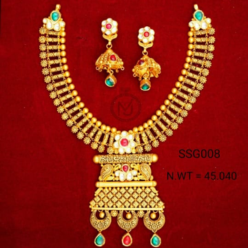 22K(916)Gold Ladies Antique Necklace set by Sneh Ornaments
