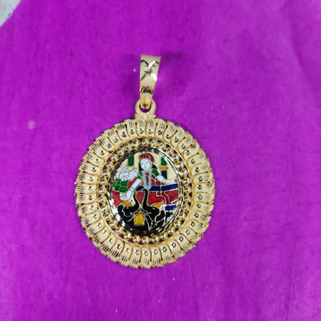 22K Gold Meena Shakti Maa Pendant by Saurabh Aricutting