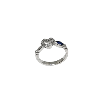 Heart With Beautiful Blue Diamond In 925 Sterling...