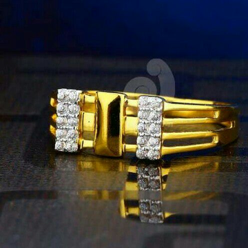 22ct Light Weight Cz Gold Gents Ring