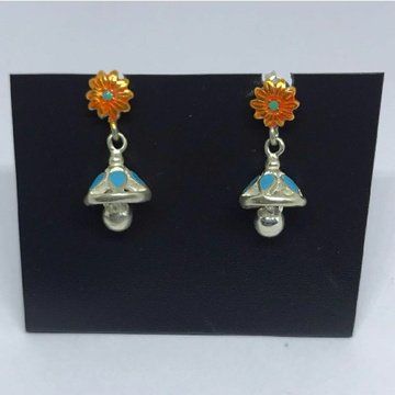 925 silver enamel jhumka earrings  by Veer Jewels
