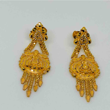18kt long plain gold ladies earring by Prakash Jewellers