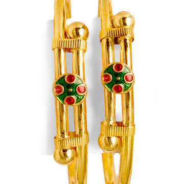 916 Gold Colorful Ball Pipe Kadali Bangle BO-017 by 