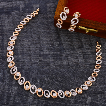 18CT Rose Gold Cz Classic Necklace Set RN157