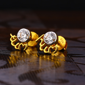 916 Gold Ladies Stylish Solitaire Earring LSE207