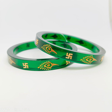 Swastik design green colour chudi by Ghunghru Jewellers