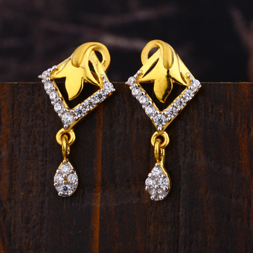 22KT  CZ Women's Gorgeous Hallmark Gold Earring LF...