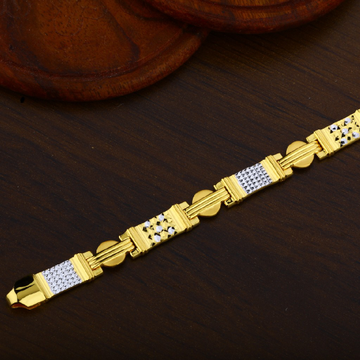 Mens 916  Cz Gold Plain Bracelet-MPB41