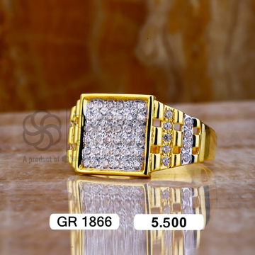 22K(916) Gold Gents Square Diamond Fancy Ring by Sneh Ornaments