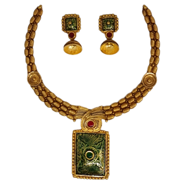 22k gold antique oxidised modern necklace set mga...
