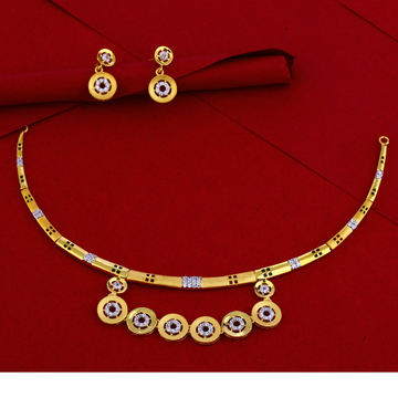 916 Gold CZ Hallmark Fancy Necklace Set LN93