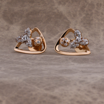18KT Rose Gold CZ Women's Classic Hallmark Earring...