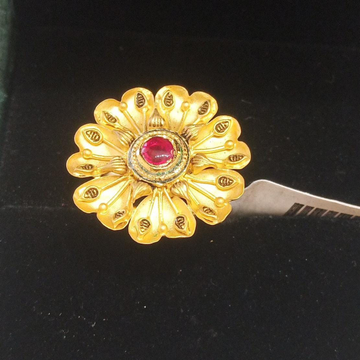 916 Gold Designer Flower Design Ring by 