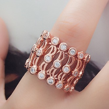 925 silver rose gold coated 2 in 1 ring cum bracel...