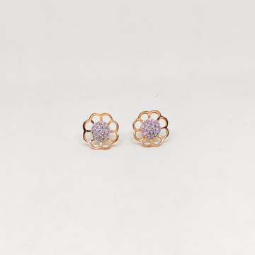 18K Rose Gold Floral Design Earrings by Rajasthan Jewellers Private Limited