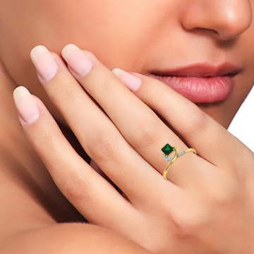 Lotus Design Kemp & Green Stone Adjustable Finger Ring