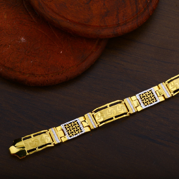 Mens 916 Gold Sathiya Design Plain Cz Bracelet-MPB...
