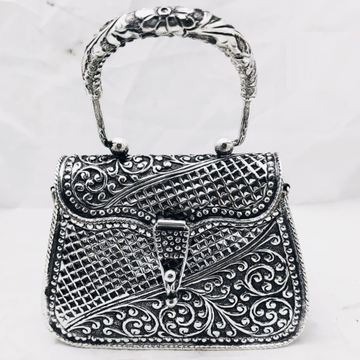 925 pure silver ladies clutch with handle in fine... by 