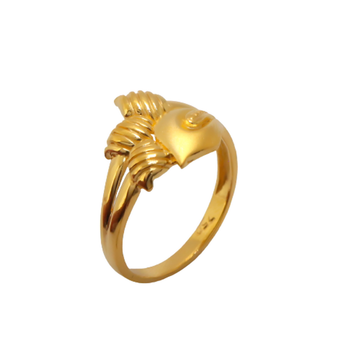 22k Gold Plain Leaf Ring by 