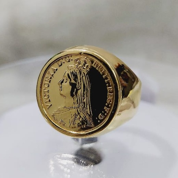 14k Gold Mens Coin Ring 21.5 mm With A 22k 1/10 Oz American Eagle |  Sarraf.com