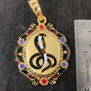 Gold goga maharaj Colour Stone mina pendant by Saurabh Aricutting
