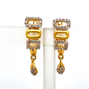 22k Yellow Gold CZ Traditional Bali Earrings by 