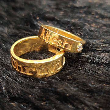 916 gold fancy antique name couple ring by 