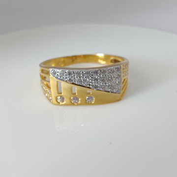 22k Gold Square Diamond Gents Ring by 