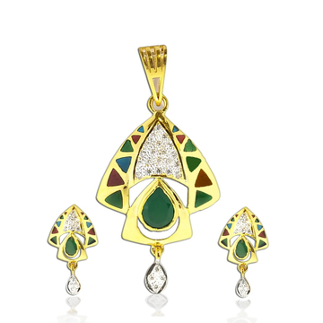 22KT Gold Colorful Stone Pendant Set SO-PS001 by 
