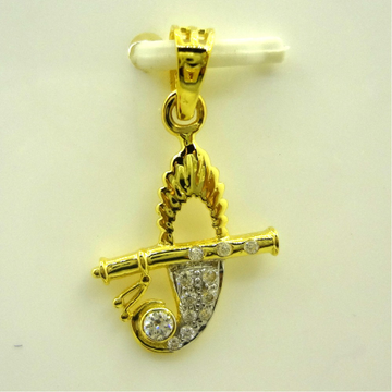 916 gold cz diamond kanha murali design pendant