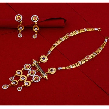 916 Gold CZ Hallmark Delicate Necklace Set LN86
