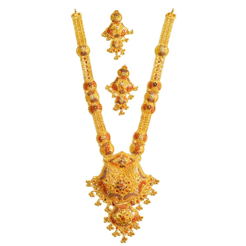 22k gold flower shape fancy long necklace mga - gl...