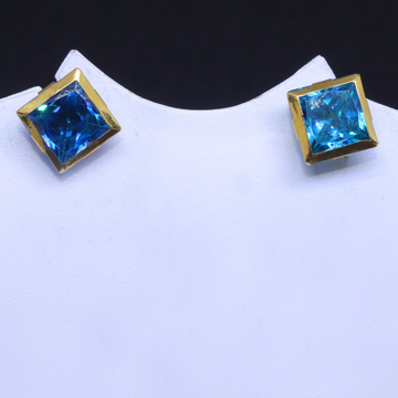 18KT Casualware Squire blue Colour stone earring f... by 