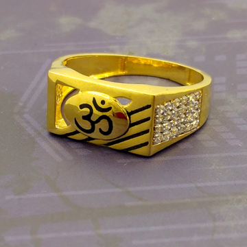 Religious pattern 22 kt gold gents ring
